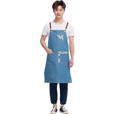 Beautiful restaurant uniform in blue denim (3)