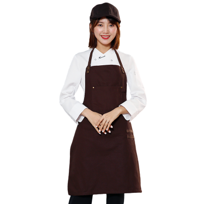 Brown long apron dining uniform (3)