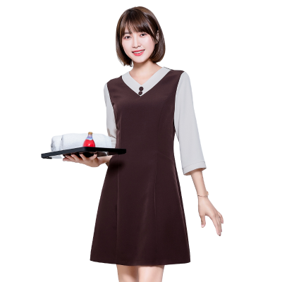 Customized restaurant uniform brown skirt (1)