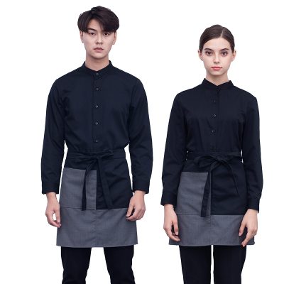 Dark blue slim-fitting restaurant uniform (4)