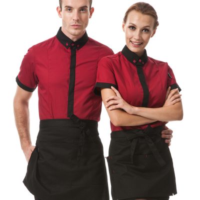 Factory custom red hospitality uniform (2)