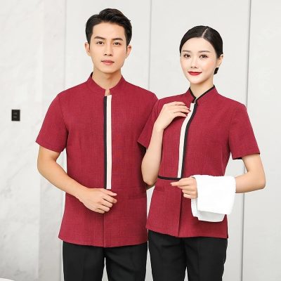 Fashion wine unisex cleaner uniform (5)