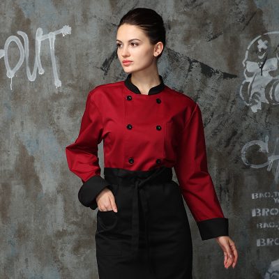High-quality red dignified hospitality uniform (1)