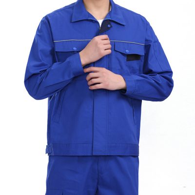Long sleeve 100% cotton blue cleaner uniform (5)