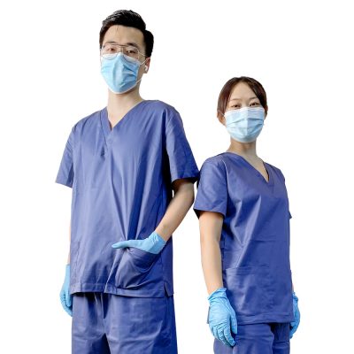 Loose long blue hospital uniform (5)