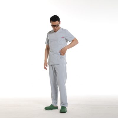 Men’s grey medical work scrub uniform (3)