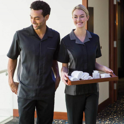 Newly designed breathable hotel cleaner uniform (1)