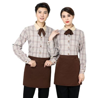 Plaid decoration cafe catering uniforms (1)
