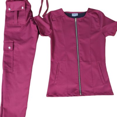 Purple customized medical zipper uniform (4)