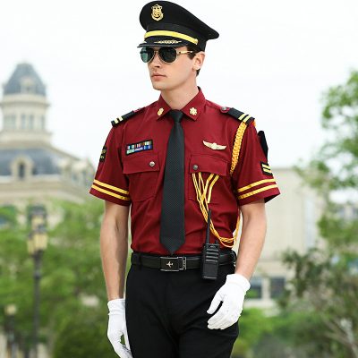 Red and gold decorated security uniform (4)