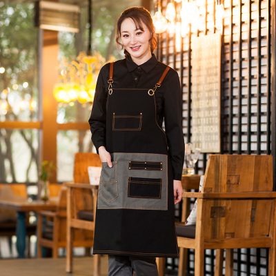 Wholesale denim apron restaurant uniform (5)
