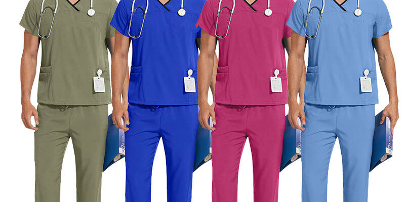 Men’s Medical Scrubs Factory Breathable Hospital Uniforms (6) factory breathable uniforms set